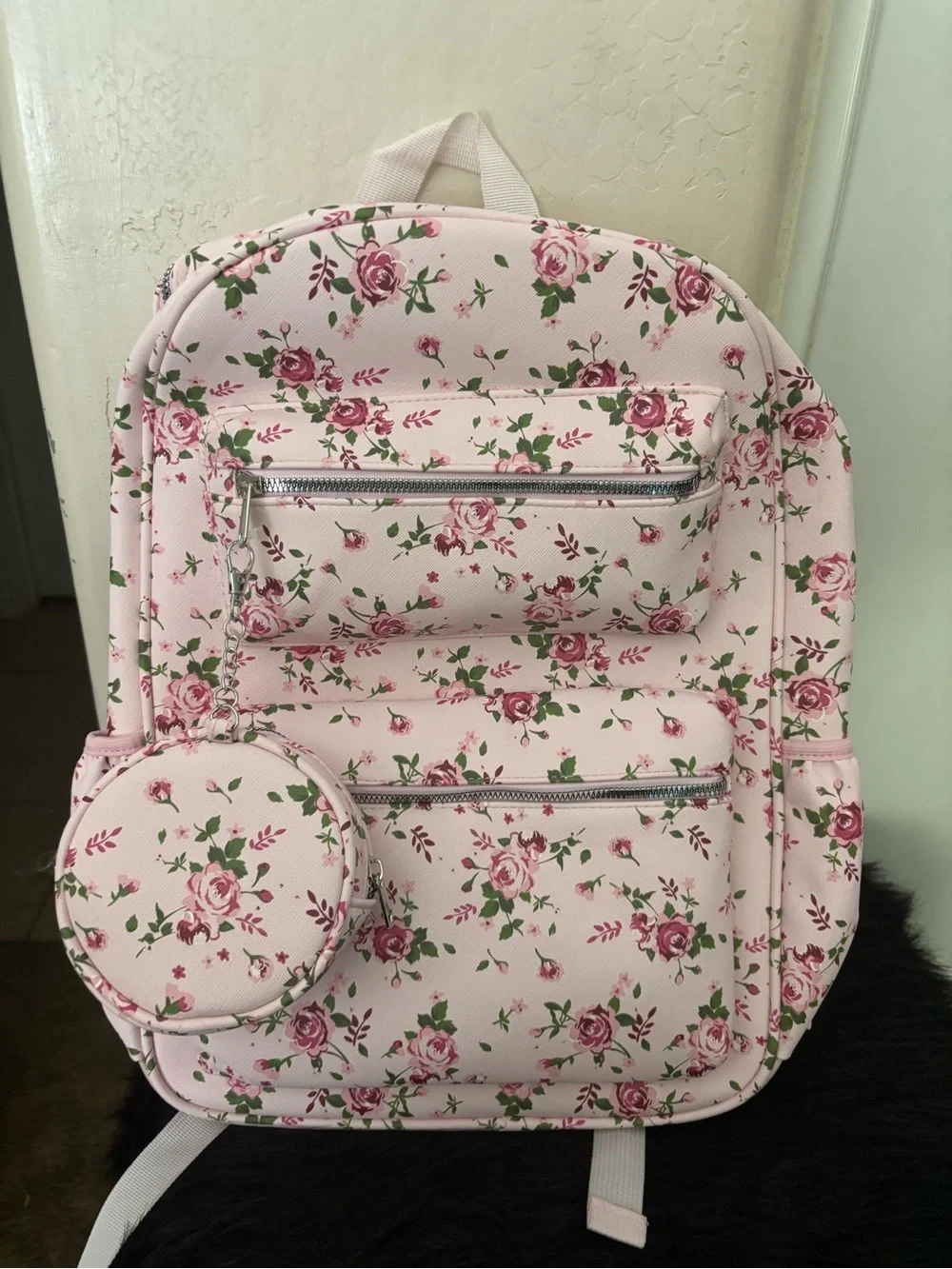 NWT Dream Pink by IMG Pink Floral and Rose Print with coin purse